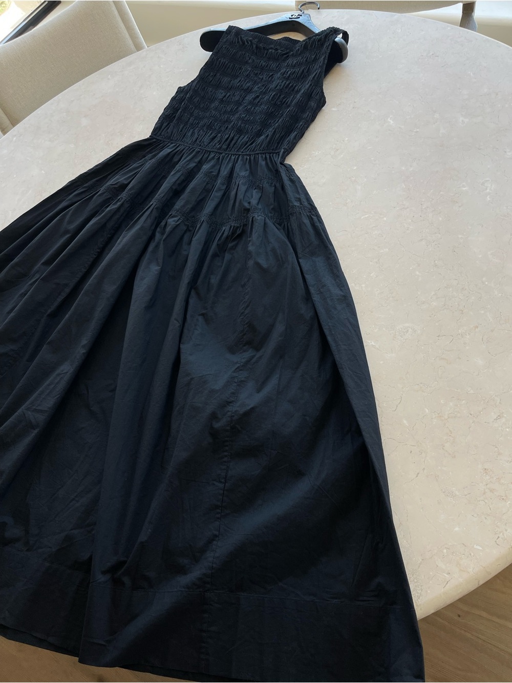 DOEN Melie Shirred Paneled Pleated Organic Cotton-Poplin Midi Dress Size L - Picture 11 of 16